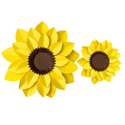Flor de girassol em pacote com 2 unidades, para painel e arranjo de festa junina ou rústica.