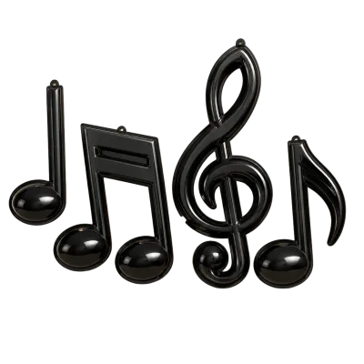 Kit de notas musicais na cor preta, para painel e parede de festa com tema música.