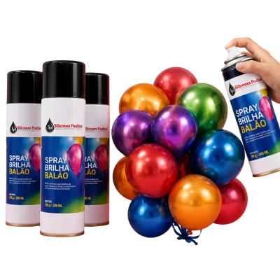 Spray de 300 ml para dar brilho à superfície de balões durante a montagem da decoração.