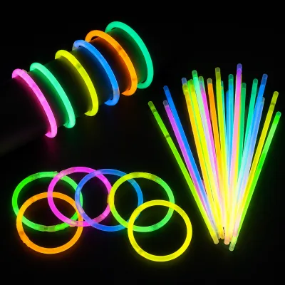 Pulseiras neon coloridas, pacote com 100 peças