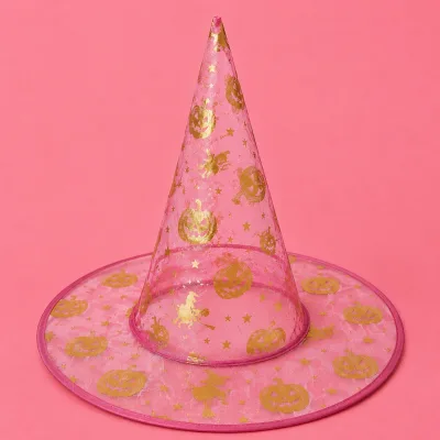 Chapéu de Bruxa Transparente — Rosa Abóbora