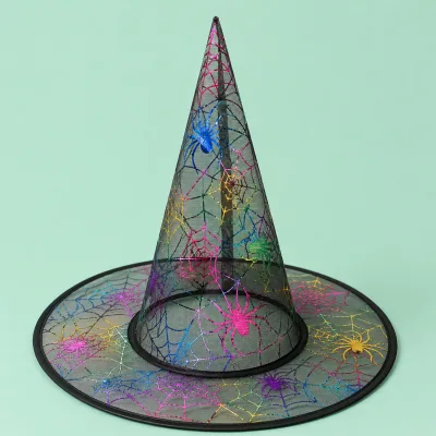 Chapéu de Bruxa Transparente — PRETO TEIA COLORIDA