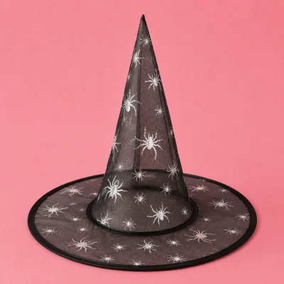 Chapéu de Bruxa Transparente — PRETO ARANHA BRANCA