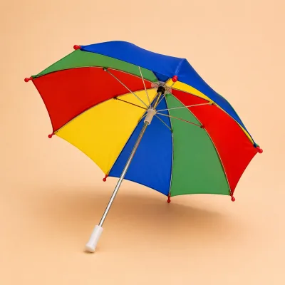 Guarda-chuva de frevo com cobertura em gomos de cores contrastantes