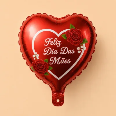 Balão Decorado 9 Polegadas — CORACAO DIA DAS MAES ROSAS