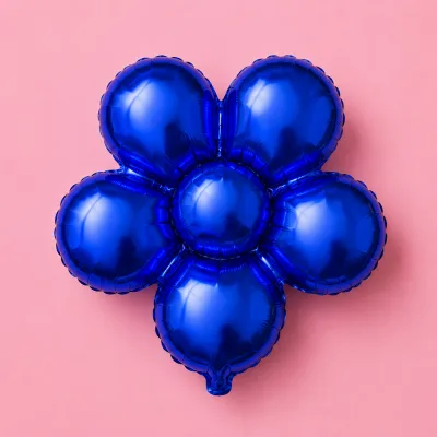 Balão Flor Silhueta — Azul Escuro