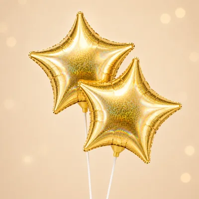 Balão Estrela Holográfico 9 Polegadas — Ouro