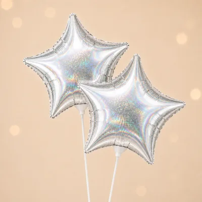 Balão Estrela Holográfico 9 Polegadas — Prata