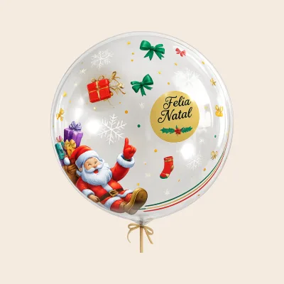 Balão bubble transparente com decoração de natal