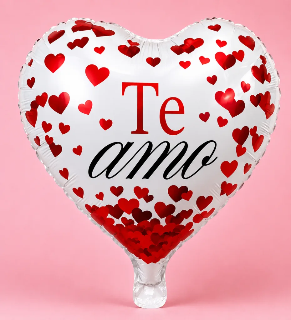 Balão Decorado Coração 9 Polegadas Te Amo Branco