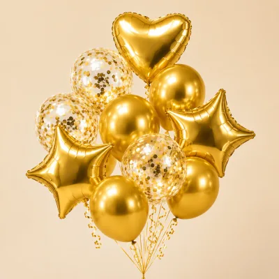 Kit Buquê de Balões 9 Unidades — Ouro