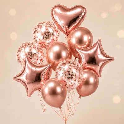 Kit Buquê de Balões 9 Unidades — Rosé Gold