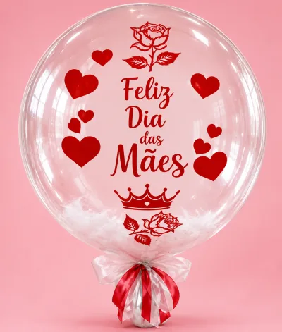 Adesivo para Balão Bubble — Vermelho · DIA DAS MAES