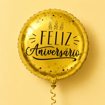 Redondo Decorado 18 Polegadas — FELIZ ANIVERSARIO OURO