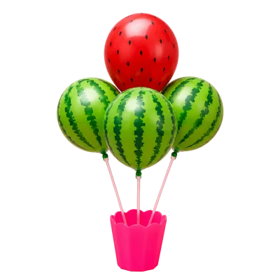 Suporte tipo cachepot para balão, disponível em 17 cores, incluindo tons neon e cristal.