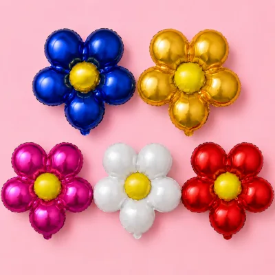 Balão em formato de silhueta de flor, disponível em 5 cores, para arranjos e painéis.