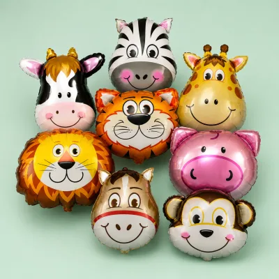 Balão com formato de animal, em 8 modelos, para festa infantil de tema safari e fazendinha.